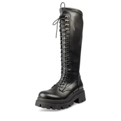 Bottes NOIR Femme Motif Uni Lacets