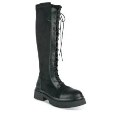Bottes NOIR Femme Motif Uni Lacets