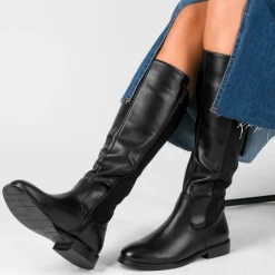 Bottes NOIR Femme Motif Uni Fermeture éclair