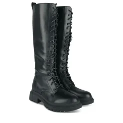 Bottes NOIR Femme Motif Uni Lacets