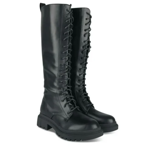 Bottes NOIR Femme Motif Uni Lacets