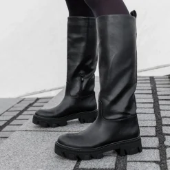 Bottes NOIR Femme Motif Uni A Enfiler