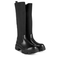 Bottes NOIR Femme Motif Uni Elastique
