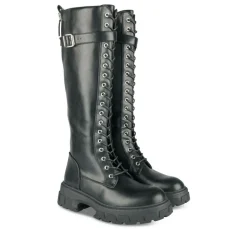 Bottes NOIR Femme Motif Uni Lacets
