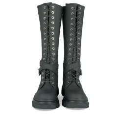 Bottes NOIR Femme Motif Uni Lacets