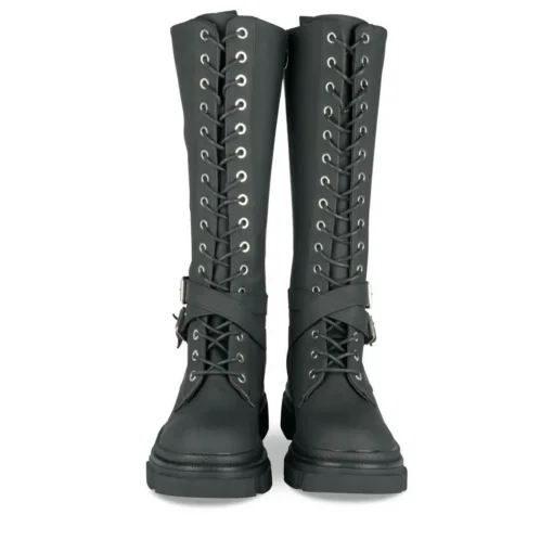 Bottes NOIR Femme Motif Uni Lacets