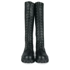 Bottes NOIR Femme Motif Uni Lacets