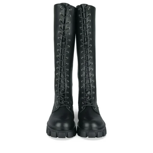 Bottes NOIR Femme Motif Uni Lacets