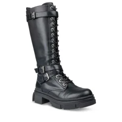 Bottes NOIR Femme Motif Uni Lacets