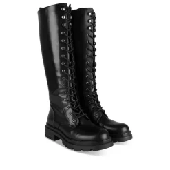 Bottes NOIR Femme Motif Uni Lacets