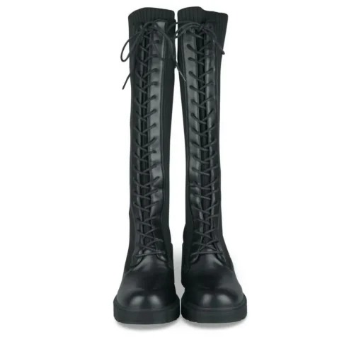 Bottes NOIR Femme Motif Uni Lacets