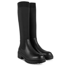 Bottes NOIR Femme Motif Uni Elastique