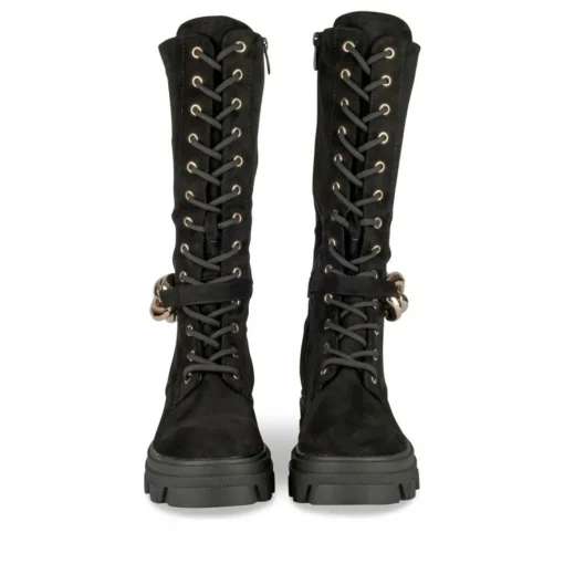 Bottes NOIR Femme Motif Uni Lacets