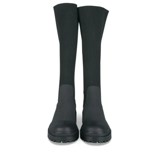 Bottes NOIR Femme Motif Uni A Enfiler