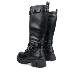 Bottes NOIR Femme Motif Uni Lacets