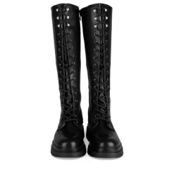 Bottes NOIR Femme Motif Uni Lacets