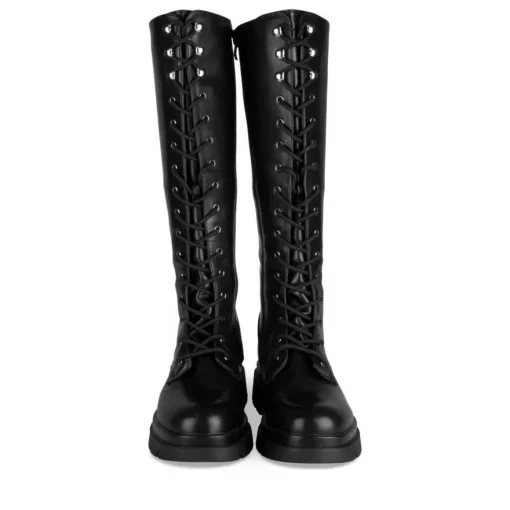 Bottes NOIR Femme Motif Uni Lacets