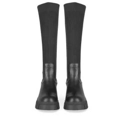 Bottes NOIR Femme Motif Uni Elastique