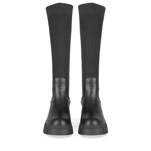 Bottes NOIR Femme Motif Uni Elastique