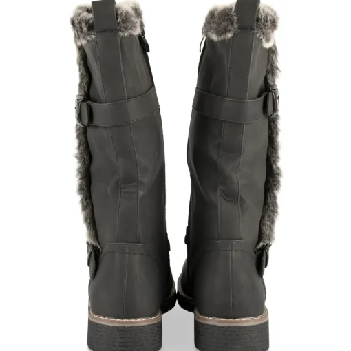 Bottes NOIR Femme Motif Uni A Enfiler