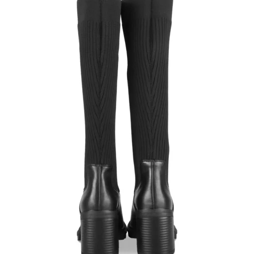 Bottes NOIR Femme Motif Uni A Enfiler