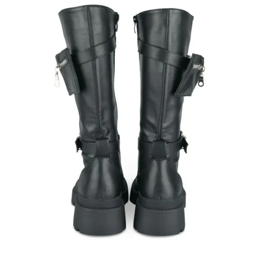 Bottes NOIR Femme Motif Uni Lacets