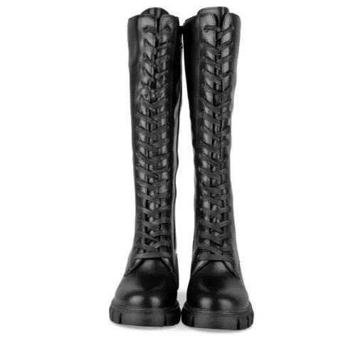 Bottes NOIR Femme Motif Uni Lacets