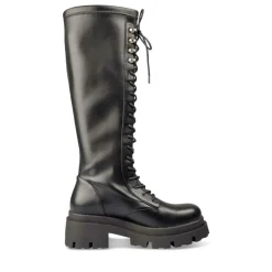 Bottes NOIR Femme Motif Uni Lacets