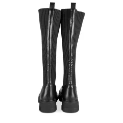 Bottes NOIR Femme Motif Uni Elastique
