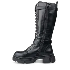 Bottes NOIR Femme Motif Uni Lacets