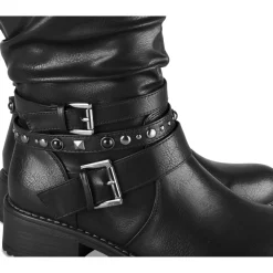 Bottes NOIR Femme Motif Uni A Enfiler