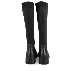 Bottes NOIR Femme Motif Uni Elastique