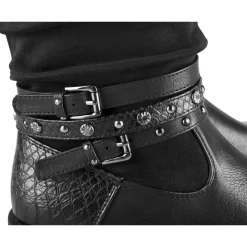 Bottes NOIR Femme Motif Uni A Enfiler