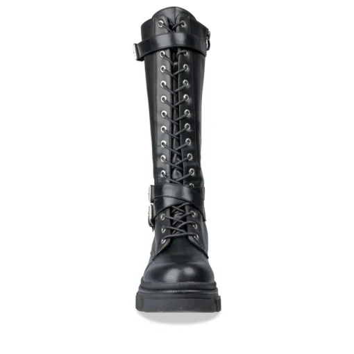 Bottes NOIR Femme Motif Uni Lacets