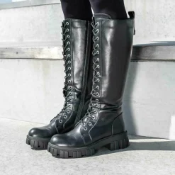 Bottes NOIR Femme Motif Uni Fermeture éclair