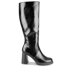 Bottes NOIR Femme Motif Vernis Fermeture éclair