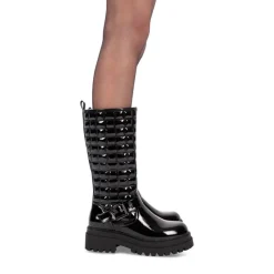 Bottes NOIR Femme Motif Vernis Fermeture éclair