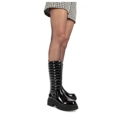 Bottes NOIR Femme Motif Vernis Fermeture éclair
