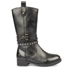 Bottes NOIR Fille CUIR Motif Uni Fermeture éclair