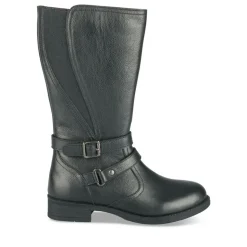 Bottes NOIR Fille CUIR Motif Uni Fermeture éclair