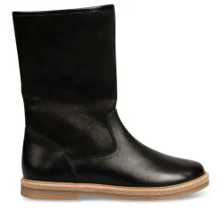 Bottes NOIR Fille CUIR Motif Uni Fermeture éclair