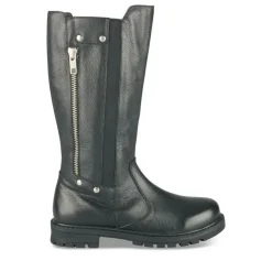Bottes NOIR Fille CUIR Motif Uni Fermeture éclair