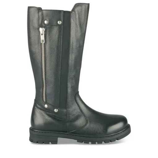 Bottes NOIR Fille CUIR Motif Uni Fermeture éclair