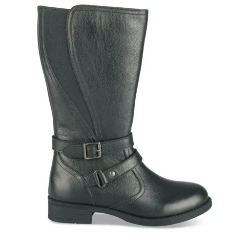 Bottes NOIR Fille CUIR Motif Uni Fermeture éclair