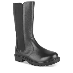 Bottes NOIR Fille CUIR Motif Uni Fermeture éclair