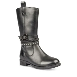 Bottes NOIR Fille CUIR Motif Uni Fermeture éclair
