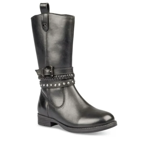Bottes NOIR Fille CUIR Motif Uni Fermeture éclair