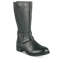 Bottes NOIR Fille CUIR Motif Uni Fermeture éclair
