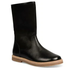 Bottes NOIR Fille CUIR Motif Uni Fermeture éclair