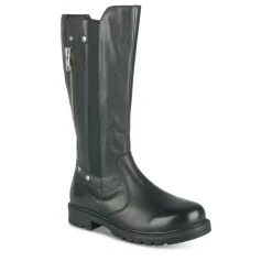 Bottes NOIR Fille CUIR Motif Uni Fermeture éclair